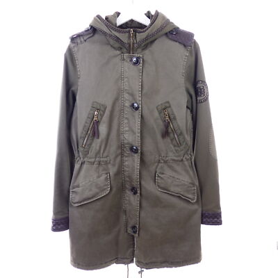 BLONDE NO. 8 Parka Mantel Echtleder Khaki Oliv Gr. 34 XS