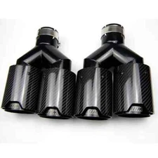 Carbon Fiber For BMW Dual Exhaust Twin End Tips Tail Pipe (101MM Out 63MM In) US