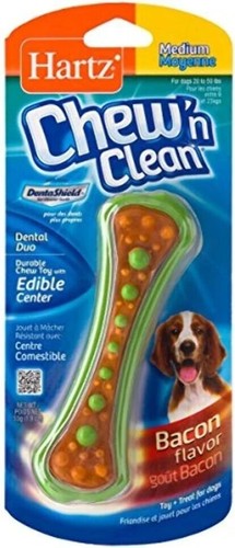 Chew 'n Clean Dental Duo Bacon Flavored Dog Chew Toy - 1 Count(Pack of 1),Medium - Picture 2 of 3