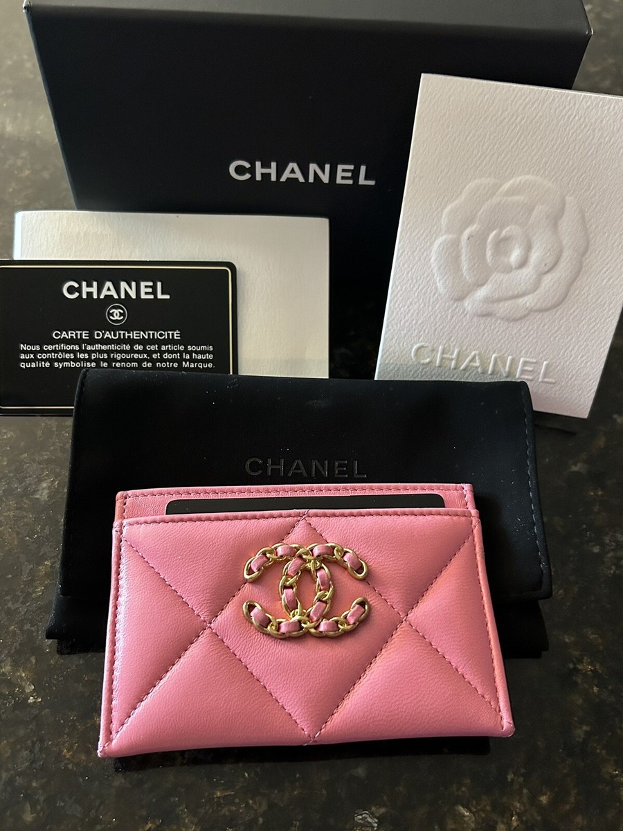 Authentic CHANEL CC Card Holder Wallet Caramel BRI/ROSE | eBay
