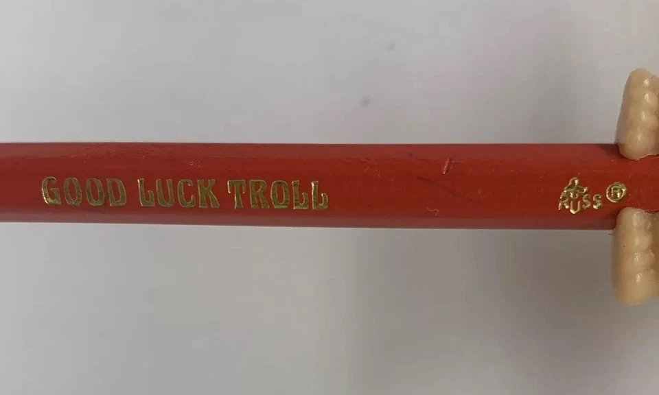 Винтажный "УДАЧИ" тролль на красный карандаш w/желтый волос - Русский тролль кукла - Изображение 2 из 4