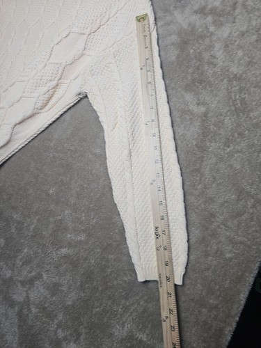 Vintage 90s Wainscott 100% Cotton Chunky Cable Knit Sweater - Size L - Picture 7 of 12