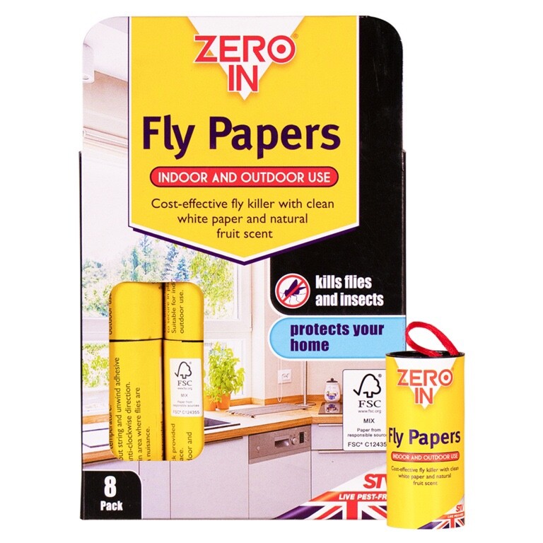 Zero In Fly Papers FSC – 8-Pack – Sticky Natural Trap for Flies and Fruit Flies - Image 3