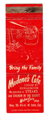 MODENE'S CAFE matchbook matchcover - INDIO, CALIFORNIA