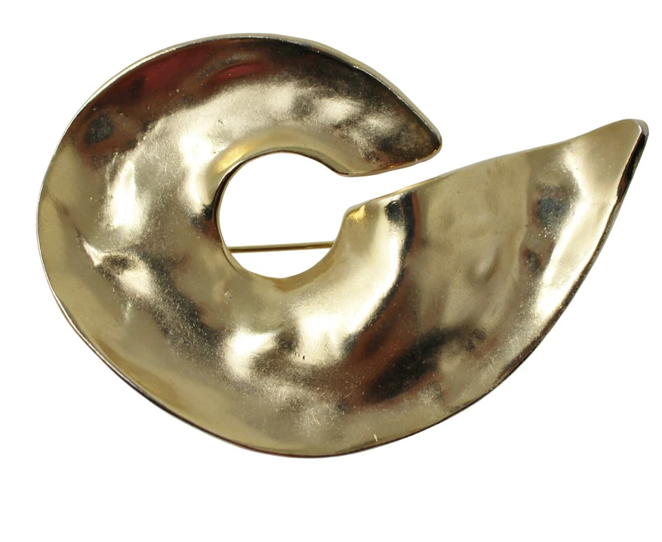 Vintage Signed DAUPLAISE Brooch Gold Tone Abstract Large 3.5" 