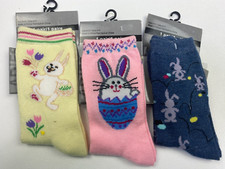 Easter Sock Bundle of 3 Pair Bunnies Multicolor NEW
