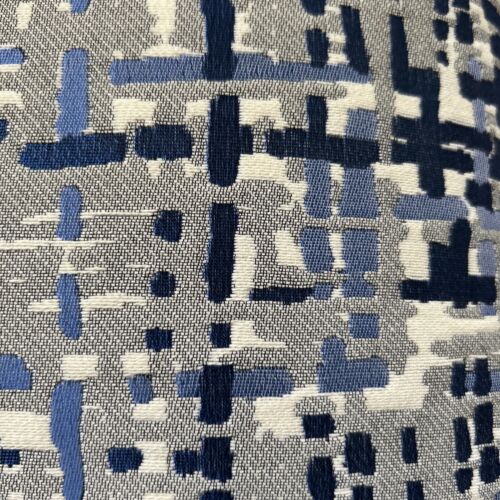 Plutus 16”x16” Abstract Plaid Luxury Throw Pillow Blue Gray Cream Moden Print - Picture 2 of 11