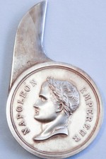 Circa 1935 Christofle Silver Letter Opener French Emperor Napoleon Waterloo