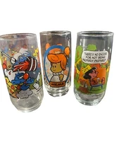 Vintage Alvin Smurfs And Flintstones Glasses