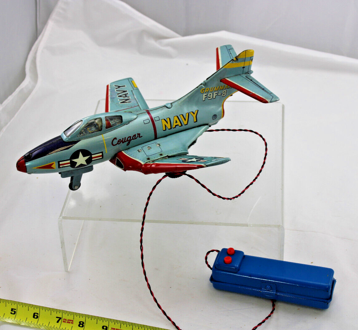 Grumman Cougar - Tin Battery Operated Airplane - Folding Wings | eBay