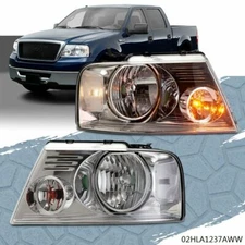 Fit For 2004-2008 Ford F-150 F150 Chrome Housing Clear Side Headlights Headlamps