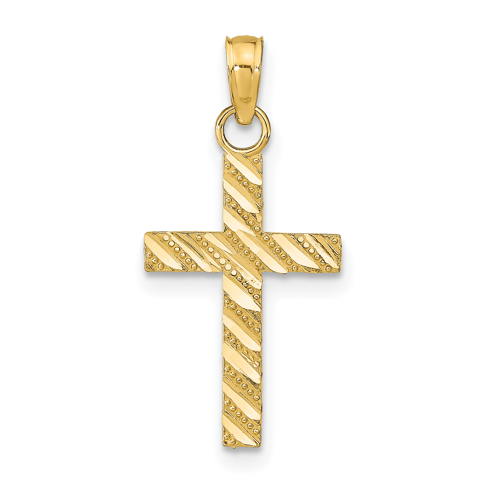 Avariah Solid 10k Yellow Gold Diamond Cut Cross Pendant - 17.4mm