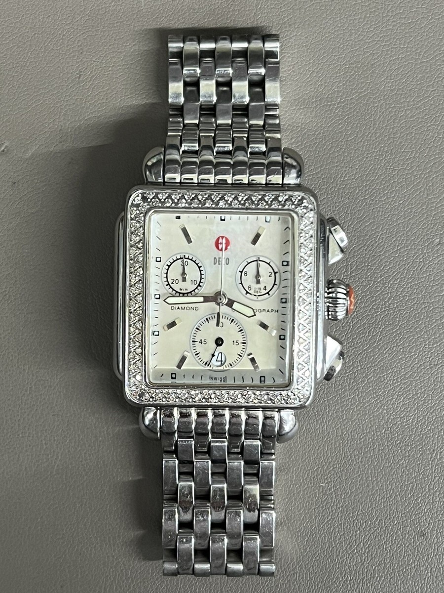 Michele Deco Diamond Mother of Pearl Chronograph Watch w/ Box