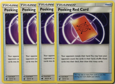 POKEMON 4X PEEKING RED CARD 97/111 CRIMSON INVASION UNCOMMON NEAR MINT-PLAYSET