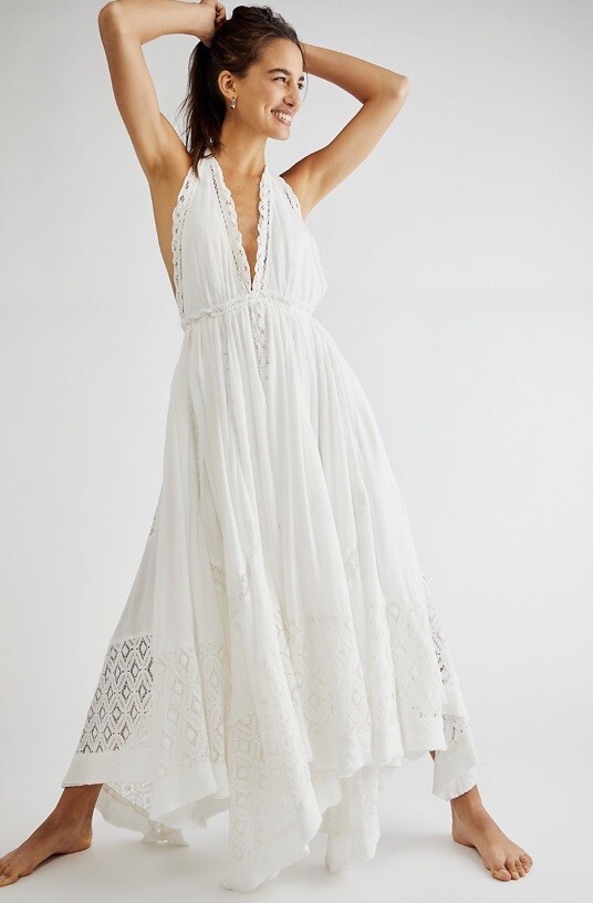 Платье макси Free People Norina с кружевами Баттенбург на бретелях Endless Summer XS