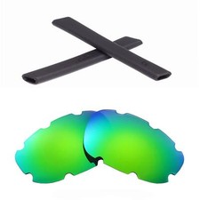 Walleva Polarized Emerald Vented Lenses Black Earsocks For Oakley Split Jacket