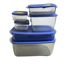 Tupperware Microwave Safe Food Storage Containers Set Blue Yellow