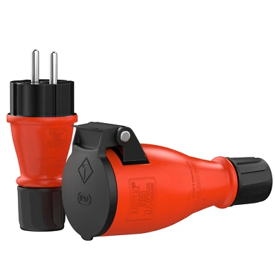 REDSTAR24 Enchufe Schuko embrague goma corriente contacto de protección 230v 16A IP44 exterior