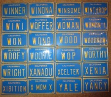 1960's Vintage TOY California Mini Bike Vanity Metal License Plate Wood Wright