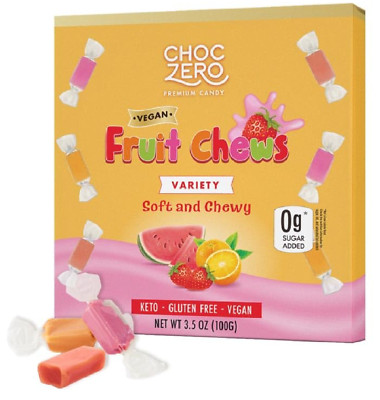 Chewy Candy Variety Pack, Sugar Free, All Natural, Vegan, Orange Strawberry and 