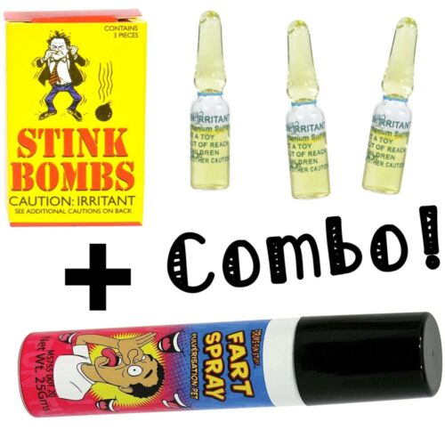 3 flüssige Stinkbomben ~ Butt Crack Ass Geruch Witz Knebel + 1 Fart Spray COMBO SET - Bild 1 von 7