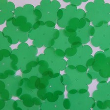 Sequin Flower 1" Vinyl Shape Go Go Trans Green. Made in USA
