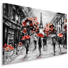 Leinwand Bild CANVAS WANDBILD Kunstdruck XXL Stadt Paris Straße Blumen 1314