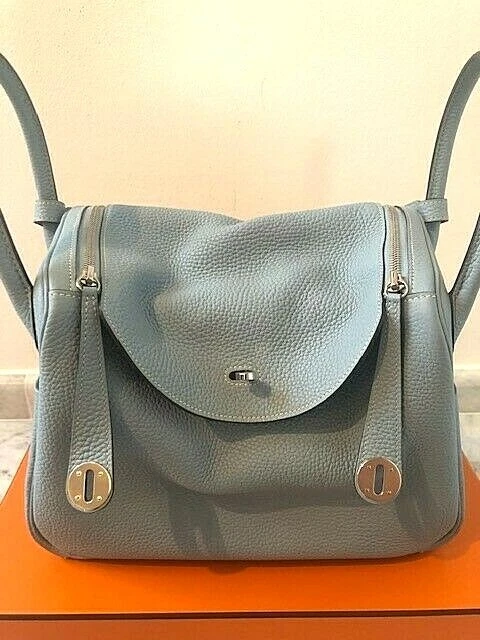 Hermes Birkin 25 Bag in j7 Blue Lin Clemence 