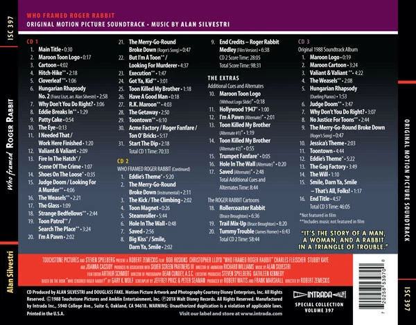 Alan Silvestri – Who framed Roger Rabbit ? (1988) Complete+Alternate Score 3CDs - Bild 3 von 3