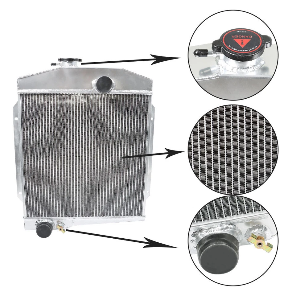 Fit For 1961-1971 International Harvester Scout 4 Row Silver Aluminum Radiator - Image 3 of 4