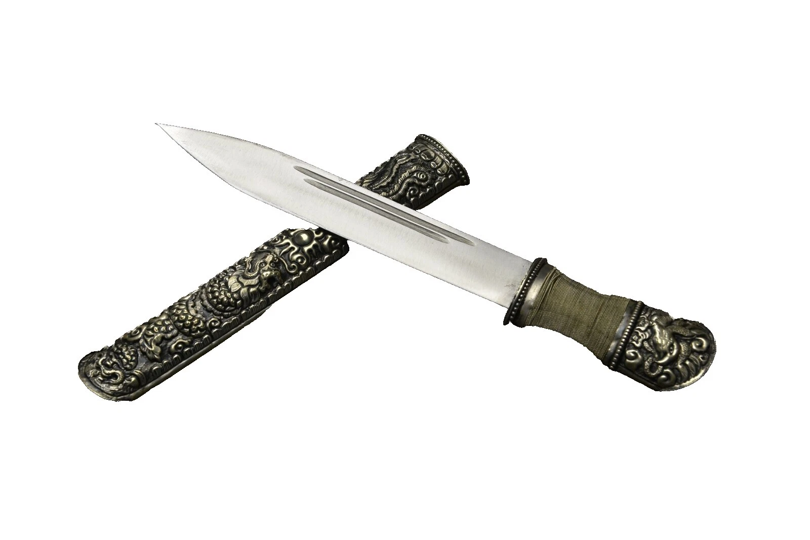 Mango de latón combate Cuchillos de Hoja Fija Vintage de colección