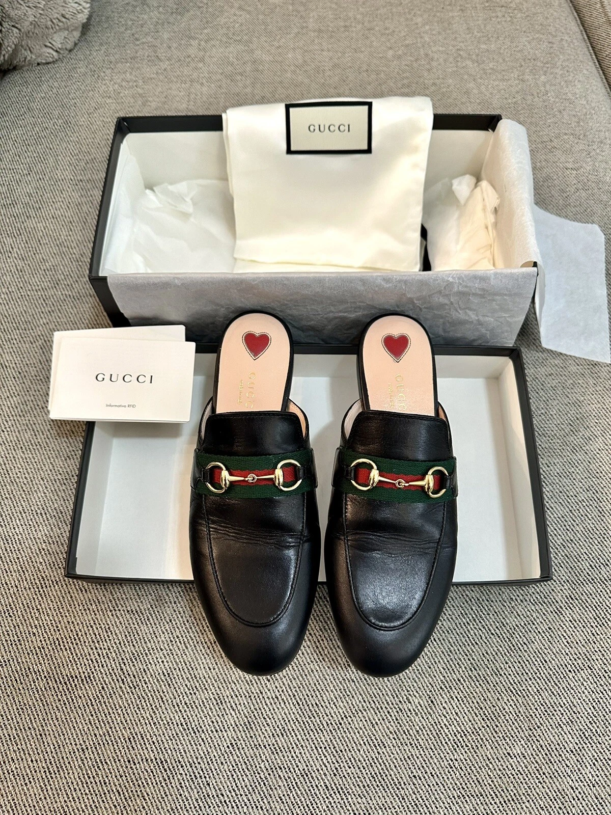 Gucci noir Princetown Mule Slides cuir cheval femme taille 36,5 EU/6,5 US