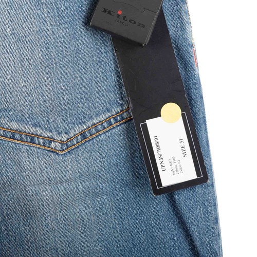 NWT KITON NAPOLI Pants Blue Cotton SELVEDGE US:31 EU:47 Fit 29 Denim Jeans - Picture 5 of 9