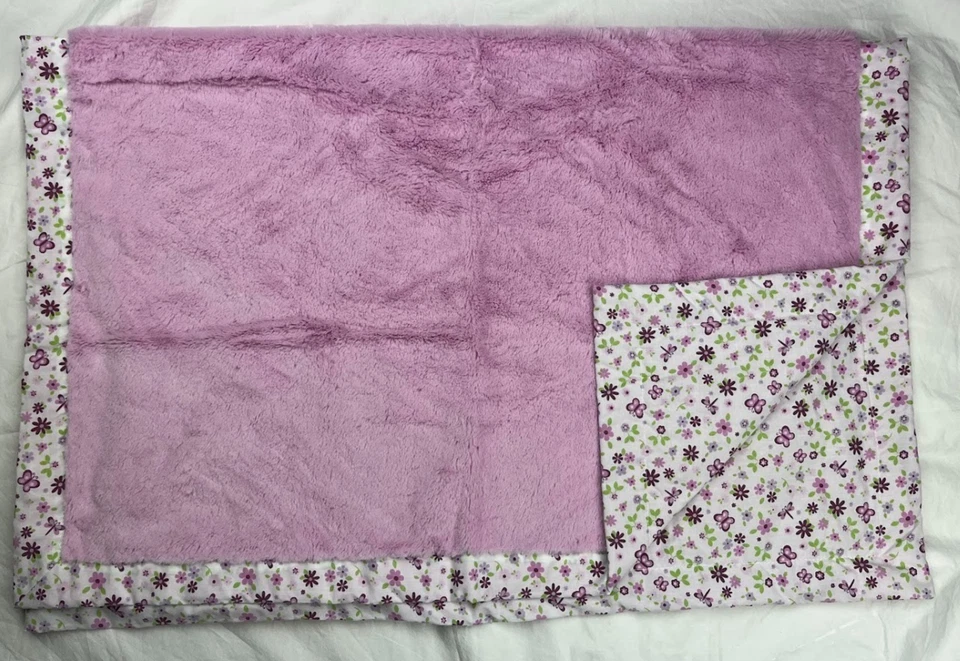 Tiddliwinks Púrpura Rosa Flor Mariposa Libélula Difícil de Encontrar Bebé Niña Manta Algodón Foto 4 de 4