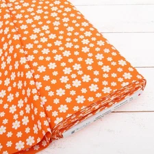 Threadart Cotton Quilting Fabric By The Yard - Confetti Brights - Orange Daisies