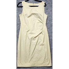 Banana Republic Khaki Tan Sleeveless Side Pleat Sheath Dress Size 8 Stretch