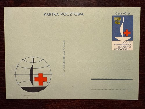 POLAND OFFICIAL CARD 1963 YEAR RED CROSS US SHIPPING $2 WORLDWIDE $2.50