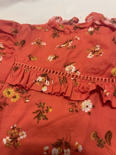 Janie and Jack Dress Girls Sz 8 Orange Floral Lined Yellow Relaxed Fit - Picture 11 of 12