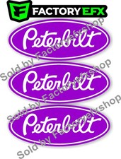 3 Custom Peterbilt Grille Hood Decal Emblem Truck Purple White 359 378 379 353