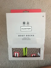 Original Hunter Tall Boot Socks Putty Neon Yellow Size Medium UK 3-5 Wellington