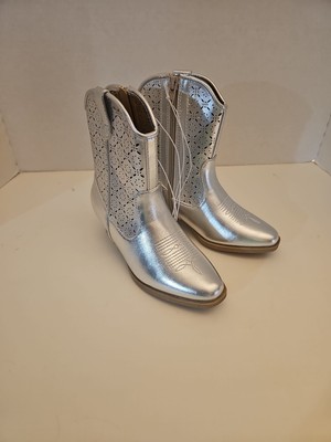 SILVER. Jellypop Cowgirl Boots Sz 13 Kids.