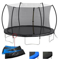 14FT Trampoline with Enclosure Net, Ladder, Curved Poles, Double-Sided Pad
