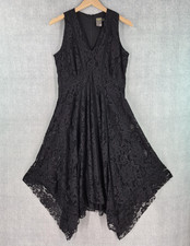 Taylor Dress Womens 10 Black Floral Lace Fit & Flare Asym Hem Party Cocktail