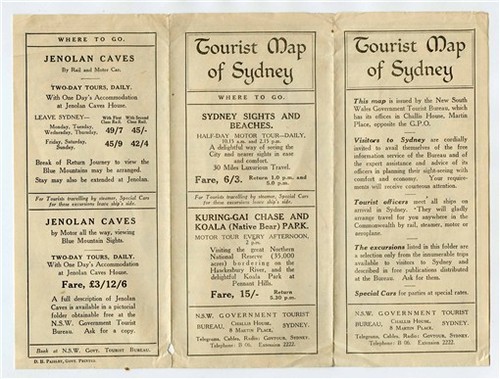 Tourist Map of Sydney Australia and Tour Brochure 1936