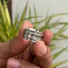 Handmade Sterling Silver Spinner Ring: Wide Band Hammered Meditation All Size