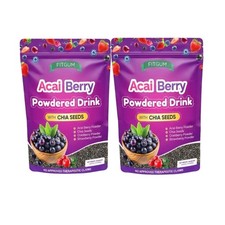 2 Packs FITGUM Acai Berry Drink w/ Chia Seeds...