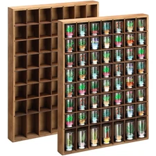Shot Glass Display Case Wood Shot Glass shelf holder 56 Compartments Wall-mou...