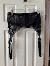     Coquette Black Lace Garter With Leg Bands. Size XL    