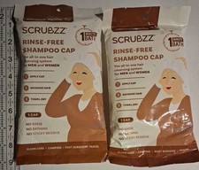  2 Scrubzz Rinse-Free Shampoo Caps Elder Care/Post-Surgery/Camping/Travel; New