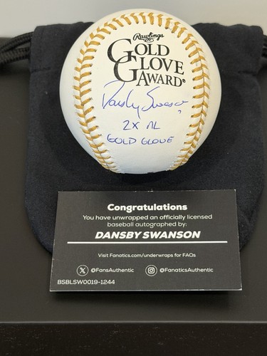 Dandy Swanson Inscribed Gold Glove Auto Baseball Fanatics